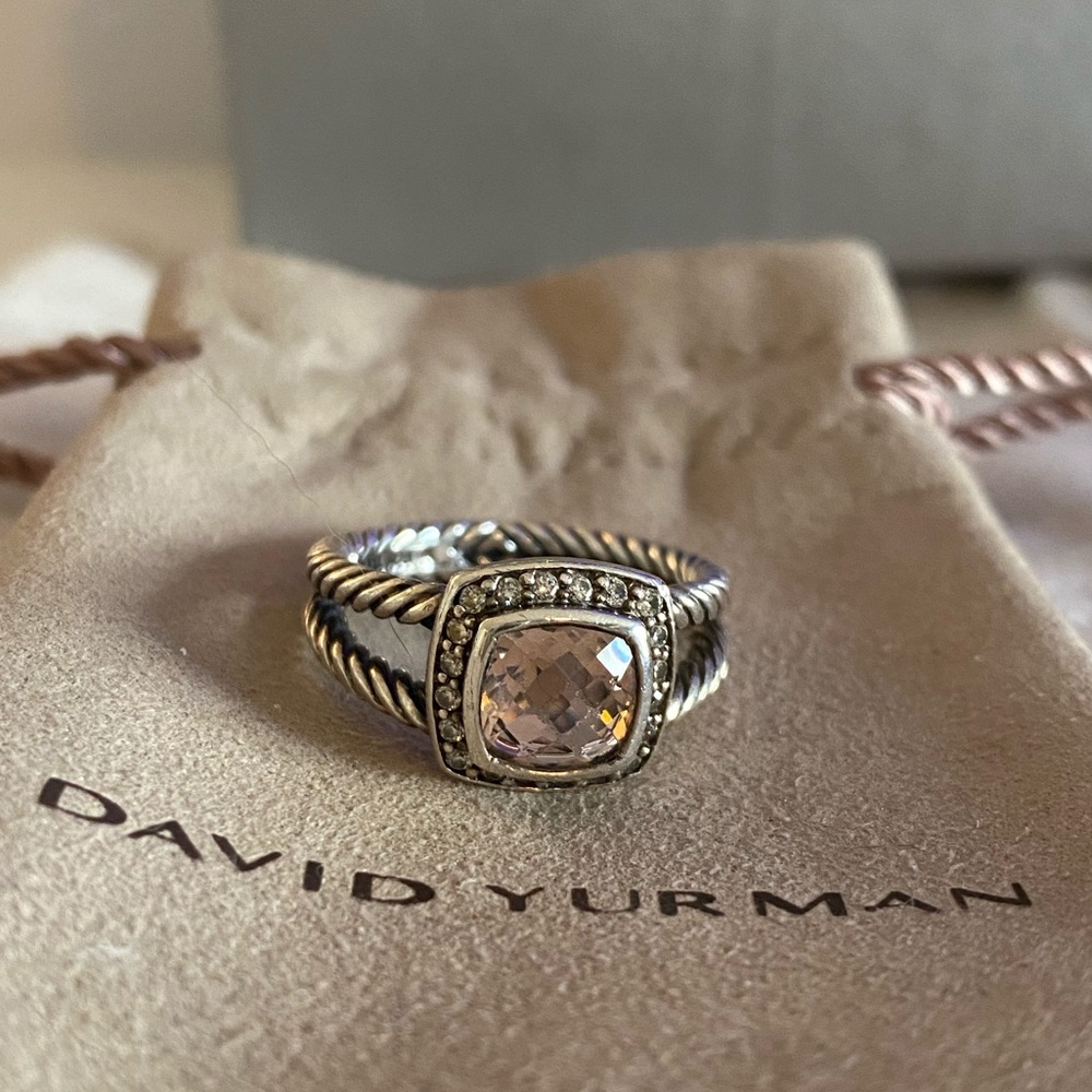 David Yurman Petite Albion Ring (Morganite) Sz 7